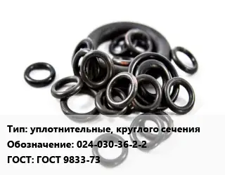 Кольцо РТИ уплотнительные, круглого сечения 024-030-36-2-2 ГОСТ: ГОСТ 9833-73